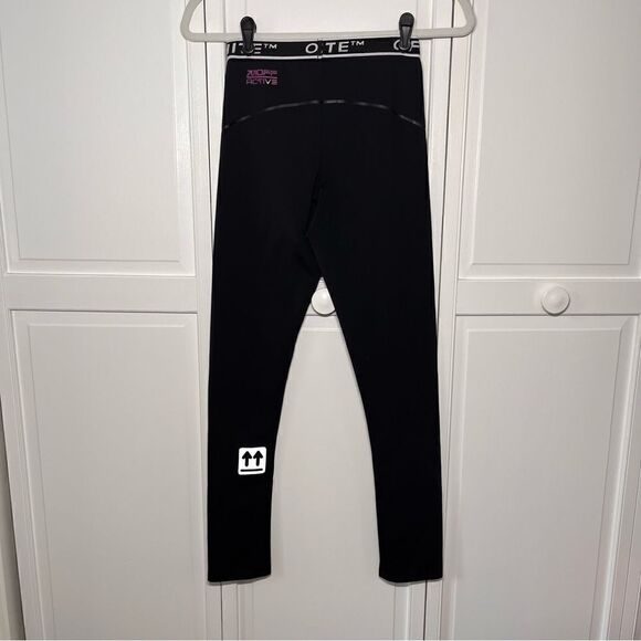 Off-White C/O Virgil Abloh Black Leggings Reflective Detail Pink Logo size Small - Picture 4 of 13